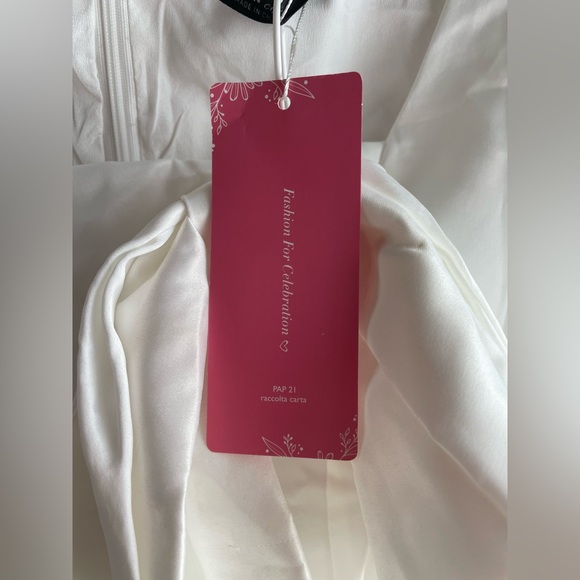 New Shein Curve Women White Puff Sleeve Square Neck Mid Dress Size 1X - Picture 7 of 12